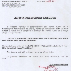 Attestation de bonne exécution