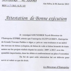 Attestation de bonne exécution