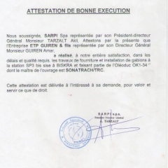 Attestation de bonne exécution