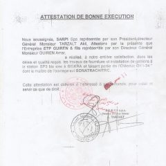 Attestation de bonne exécution