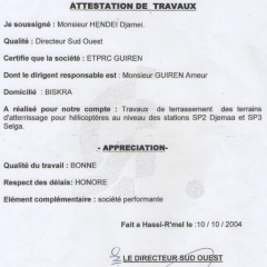 Attestation de bonne exécution
