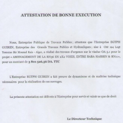 attestaion de bonne execution